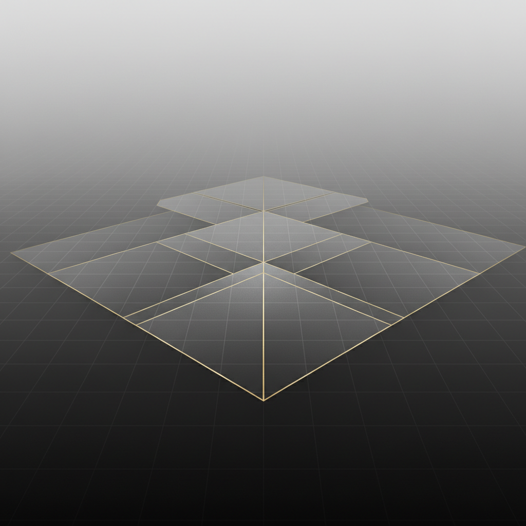 Minimalist cyber-themed background with geometric patterns in light gray, black, and gold